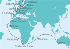 Itinerario del Crucero Segmento de Vuelta al mundo: de Perth a Dover - Princess Cruises