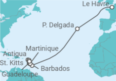 Itinerario del Crucero Desde Le Havre a Guadalupe - MSC Cruceros