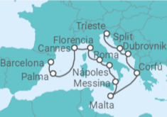 Itinerario del Crucero Italia, Francia y Grecia - NCL Norwegian Cruise Line