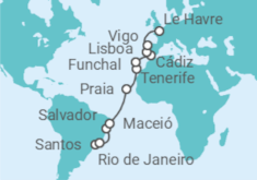 Itinerario del Crucero Desde Santos a Le Havre  - Costa Cruceros