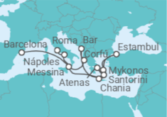 Itinerario del Crucero Mediterráneo con Islas Griegas, Italia y Turquía - Princess Cruises