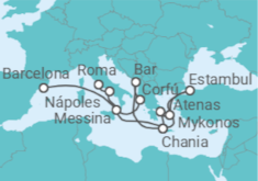 Itinerario del Crucero Mediterráneo con Islas Griegas, Italia y Turquía - Princess Cruises