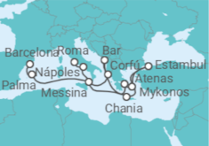 Itinerario del Crucero Mediterráneo con Islas Griegas, Italia y Turquía - Princess Cruises