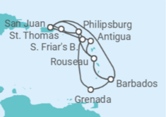 Itinerario del Crucero Aventura por el Sur del Caribe - Princess Cruises