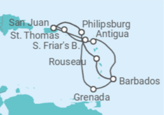 Itinerario del Crucero Aventura por el Sur del Caribe - Princess Cruises