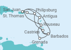 Itinerario del Crucero Aventura por el Sur del Caribe - Princess Cruises