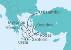 Itinerario del Crucero Santorini, Rodas y Mykonos - NCL Norwegian Cruise Line