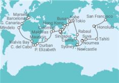 Itinerario del Crucero Tramo de vuelta al mundo. De San Francisco a Marsella - Costa Cruceros