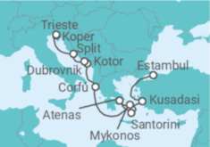 Itinerario del Crucero Santorini, Atenas y Croacia  - NCL Norwegian Cruise Line