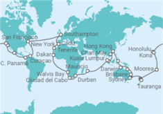 Itinerario del Crucero Vuelta al mundo 2026 - Cunard