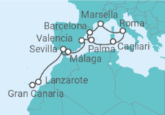 Itinerario del Crucero De Barcelona a Gran Canaria - AIDA