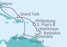 Itinerario del Crucero Aventura por el Sur del Caribe - Princess Cruises