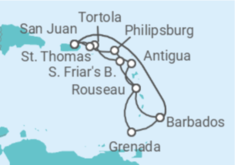 Itinerario del Crucero Aventura por el Caribe - Princess Cruises