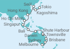 Itinerario del Crucero Una épica aventura de Tokio a Melbourne - Silversea