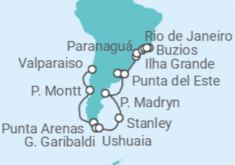 Itinerario del Crucero Inmersivo viaje entre Valparaíso y Río de Janeiro - Silversea