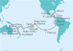 Itinerario del Crucero Tramo vuelta el mundo: de Fort Lauderdale a Auckland - Silversea