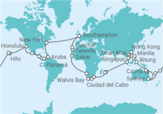 Itinerario del Crucero Vuelta al mundo 2027 Cunard - Cunard