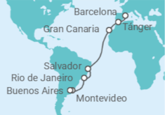 Itinerario del Crucero Desde Barcelona a Buenos Aires - MSC Cruceros