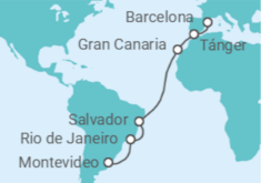 Itinerario del Crucero Desde Barcelona a Montevideo - MSC Cruceros