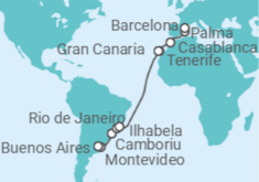 Itinerario del Crucero Desde Montevideo a Barcelona - MSC Cruceros