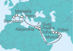 Itinerario del Crucero Desde Barcelona a Dubái - MSC Cruceros