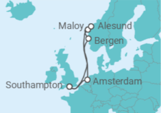 Itinerario del Crucero Fiordos Noruegos - Disney Cruise Line