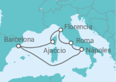 Itinerario del Crucero Italia y Francia - Disney Cruise Line