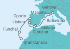 Itinerario del Crucero Francia, España, Portugal - MSC Cruceros