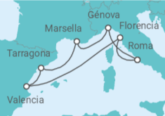 Itinerario del Crucero Italia, Francia, España - MSC Cruceros