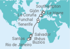 Itinerario del Crucero Desde Southampton a Santos - MSC Cruceros