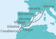 Itinerario del Crucero Francia, Italia, España y Marruecos - Costa Cruceros