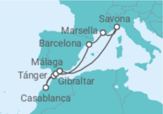 Itinerario del Crucero Marruecos, Gibraltar, España, Francia, Italia - Costa Cruceros