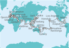 Itinerario del Crucero Segmento de vuelta al mundo: de Miami a Southampton  - Oceania Cruises