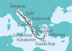 Itinerario del Crucero Italia, Grecia y Croacia - Costa Cruceros