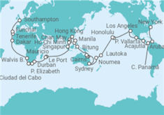 Itinerario del Crucero Segmento vuelta al mundo: de Nueva York a Southampton - Cunard