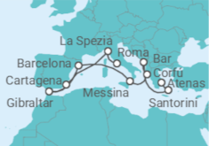 Itinerario del Crucero Lo mejor del Mediterráneo con Eclipse Solar Total - Princess Cruises