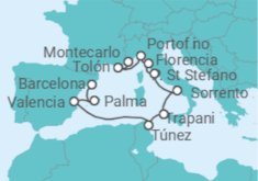 Itinerario del Crucero Carácter artístico del Mediterráneo - Silversea