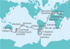 Itinerario del Crucero  Tramo de vuelta al mundo. Desde Roma a Sydney 2027 - MSC Cruceros