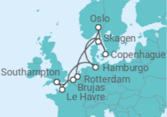 Itinerario del Crucero Alemania, Dinamarca y Noruega - Princess Cruises