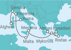 Itinerario del Crucero Mediterráneo con Islas Griegas e Italia - Princess Cruises