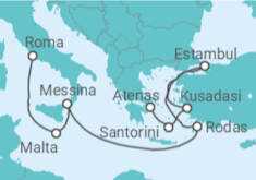 Itinerario del Crucero Mediterráneo con Islas Griegas y Turquía - Princess Cruises