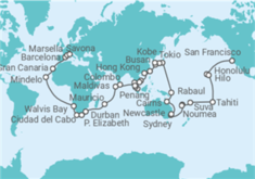Itinerario del Crucero Tramo de vuelta al mundo. De San Francisco a Savona. - Costa Cruceros