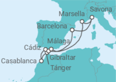 Itinerario del Crucero Marruecos, España, Gibraltar, Francia e Italia - Costa Cruceros