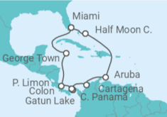 Itinerario del Crucero Aruba, Colombia, Panamá, Costa Rica, Islas Caimán - Holland America Line