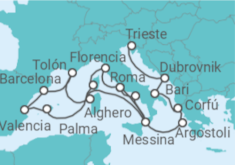 Itinerario del Crucero Italia, España y el Adriático - Cunard