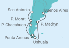 Itinerario del Crucero Tramo de vuelta al mundo. De San Antonio a Buenos Aires - Costa Cruceros