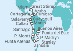 Itinerario del Crucero Del Caribe al Cabo de Hornos - Oceania Cruises