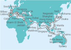Itinerario del Crucero Tramo vuelta al mundo: de Sydney a Southampton - Oceania Cruises