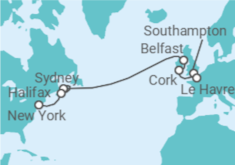 Itinerario del Crucero Transatlántico: Francia e Irlanda - NCL Norwegian Cruise Line