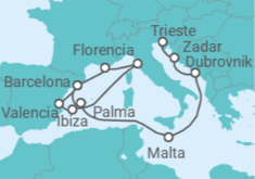 Itinerario del Crucero Adriático y Mediterráneo occidental - Cunard